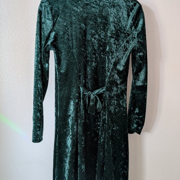 Vtg 90s Jamie Brooke Emerald Velvet Dress Crushed Velvet Tie-Back Christmas sz 6 - Picture 5 of 6